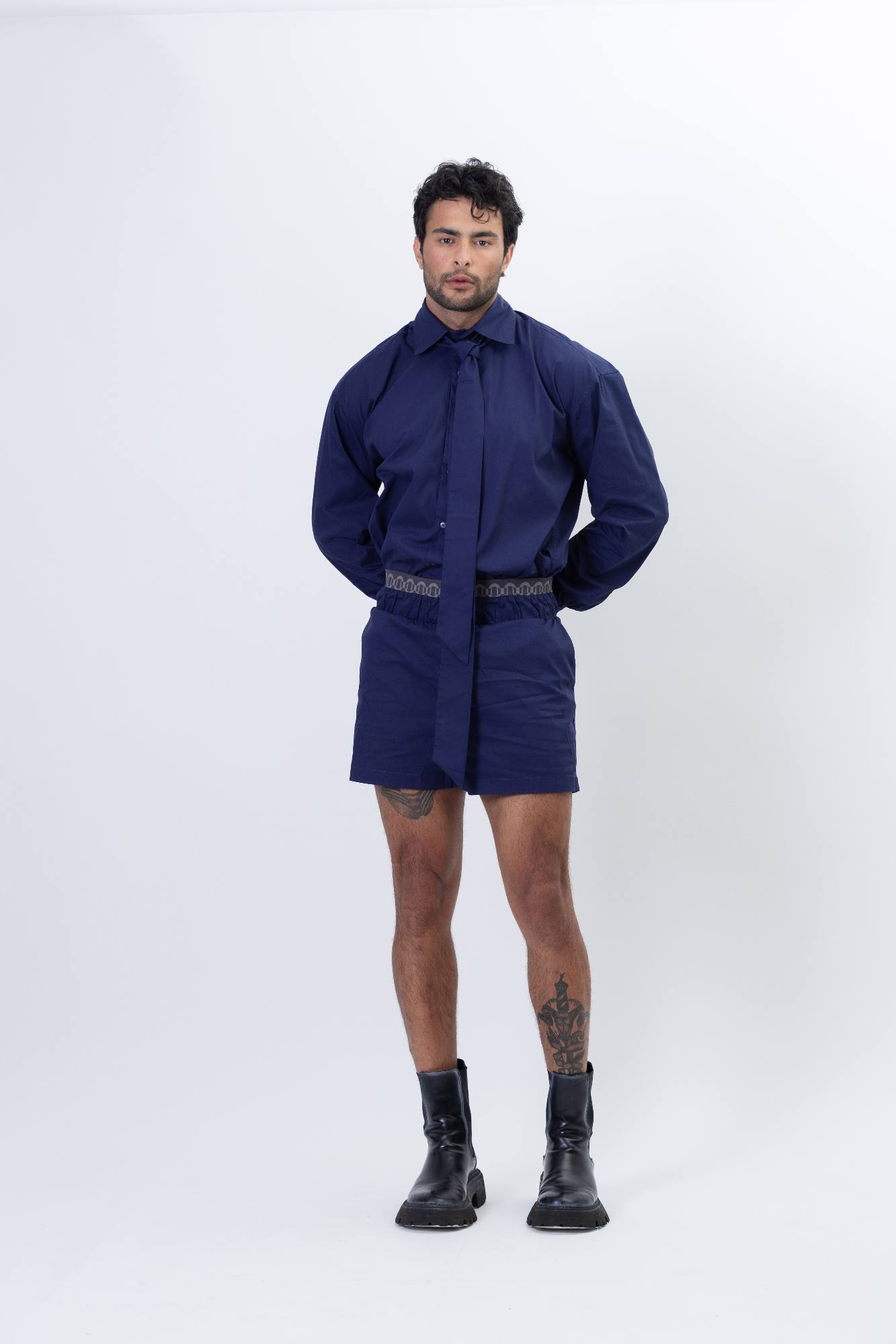 Camisa Mario - Noturno-Camisa oversized azul marinho masculina em
